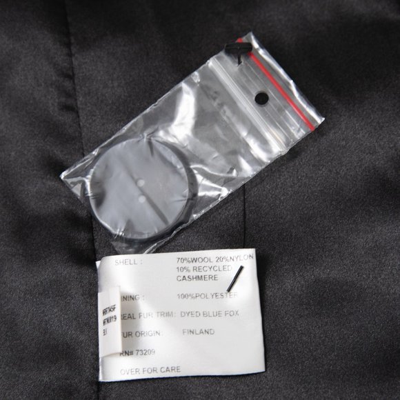 Vintage M Cashmere Wool Fox Fur Winter Coat Black - Picture 10 of 12